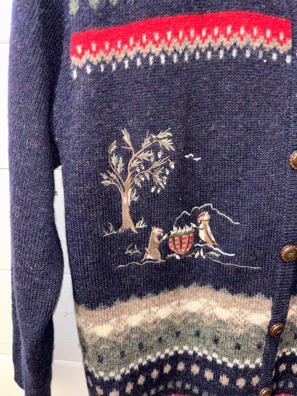 M.A.T. Vintage Fair Isle Embroidered Cardigan Cottagecore Woodland Knit Size S - Picture 4 of 12